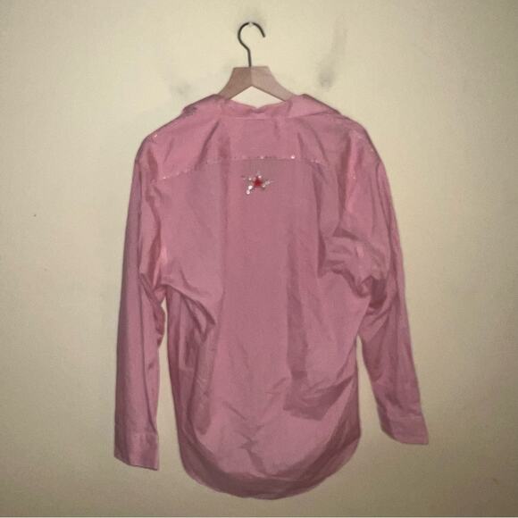 VNTG KLASSIE LASSIE striped button down shirt with rhinestones L - Picture 4 of 6